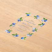 Elegant Watercolor Blueberries Wedding アクリル招待状 (レイダウン)