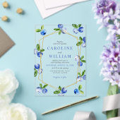 Elegant Watercolor Blueberries Wedding アクリル招待状 (インサイチュ (ウェディング))