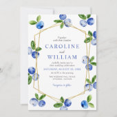Elegant Watercolor Blueberries Wedding 招待状 (正面)