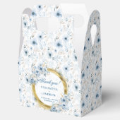 Elegant Watercolor Boho Dusty Blue Gold Wedding フェイバーボックス (オープン)