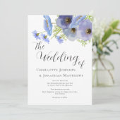 Elegant Watercolor Boho Floral Blue Wedding 招待状 (スタンド正面)