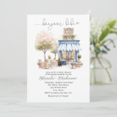 Elegant Watercolor bonjoor bebe  Baby Shower 招待状 (スタンド正面)