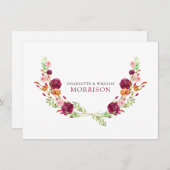 Elegant Watercolor Botanical Couple Monogram ノートカード (正面/裏面)