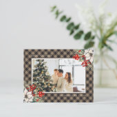 Elegant Watercolor Botanical Photo Christmas シーズンポストカード (スタンド正面)