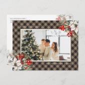 Elegant Watercolor Botanical Photo Christmas シーズンポストカード (正面/裏面)