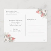 Elegant Watercolor Botanical Photo Christmas シーズンポストカード (裏面)