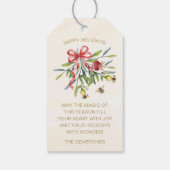 Elegant Watercolor Botanical Red Bow Holiday ギフトタグ (裏面)