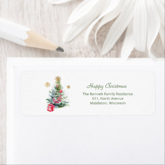 Elegant Watercolor Botanical Return Address ラベル