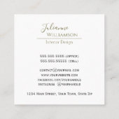 Elegant Watercolor Botanical Sage Green & Gold スクエア名刺 (裏面)