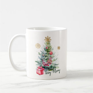 Elegant Watercolor Botanical Snowflake Christmas コーヒーマグカップ
