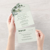 Elegant Watercolor Botanical Wedding  オールインワン招待状 (貼ってはがせる)