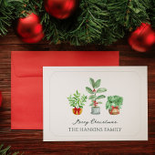 Elegant Watercolor Botanicals Folded Christmas カード