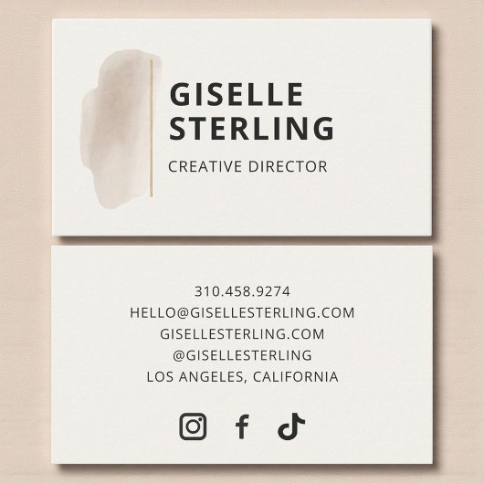 Elegant Watercolor Brushstroke Minimalist  名刺