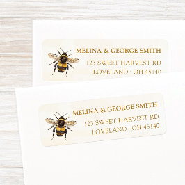 Elegant Watercolor Bumblebee Return Address ラベル