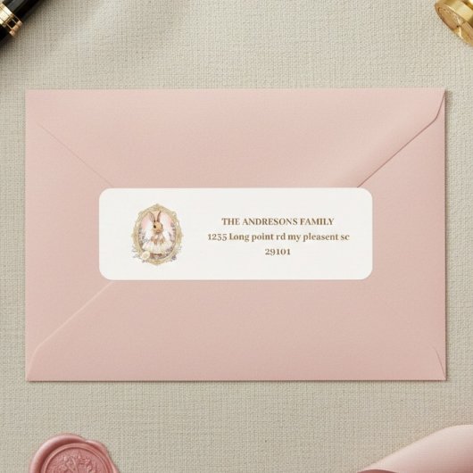 Elegant Watercolor Bunny  ラベル