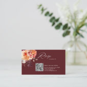 Elegant watercolor Burgundy  QR Code Wedding RSVP  エンクロージャーカード (スタンド正面)
