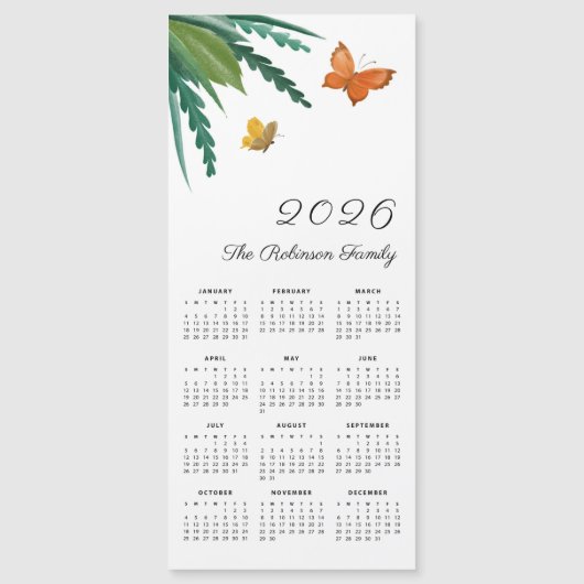 Elegant Watercolor Butterflies Cute Calendar 2026 (正面)