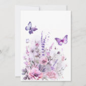 Elegant Watercolor Butterfly First Birthday サンキューカード (裏面)