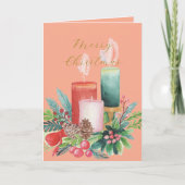 Elegant Watercolor Candlelight Christmas Card カード (正面)