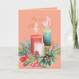 Elegant Watercolor Candlelight Christmas Card カード