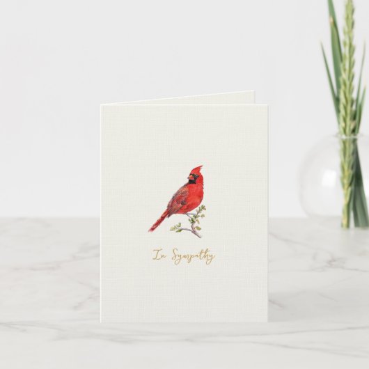 Elegant watercolor Cardinal bird Sympathy card サンキューカード (正面)