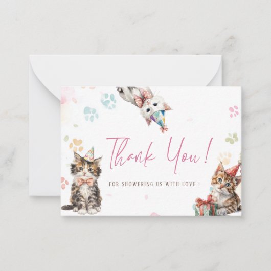 Elegant Watercolor Cat Kitten birthday ノートカード (正面)