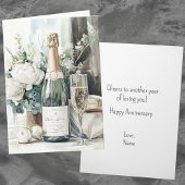 Elegant Watercolor Champagne Happy Anniversary カード