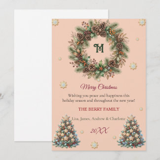 Elegant Watercolor Christmas Family Card シーズンカード