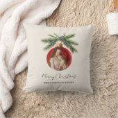 Elegant Watercolor Christmas Ornament Family Photo クッション (ブランケット)