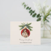 Elegant Watercolor Christmas Ornament Family Photo シーズンポストカード (スタンド正面)