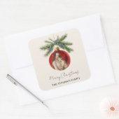 Elegant Watercolor Christmas Ornament Family Photo スクエアシール (封筒)