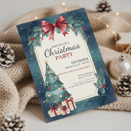 Elegant Watercolor Christmas Party Invitation 招待状