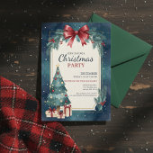 Elegant Watercolor Christmas Party Invitation 招待状