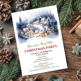 Elegant watercolor Christmas scene holiday party 招待状