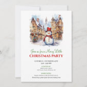 Elegant watercolor Christmas scene party invite 招待状 (正面)