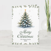 Elegant Watercolor Christmas Tree シーズンカード (正面)