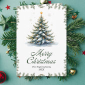 Elegant Watercolor Christmas Tree シーズンカード