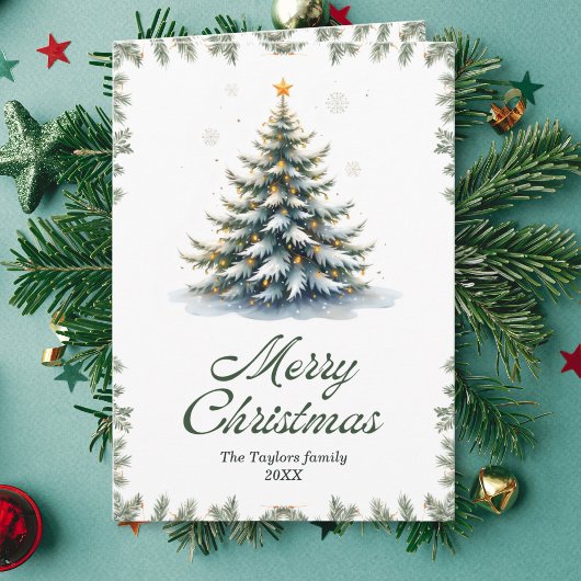 Elegant Watercolor Christmas Tree シーズンカード