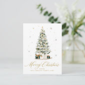 Elegant Watercolor Christmas Tree シーズンポストカード (スタンド正面)