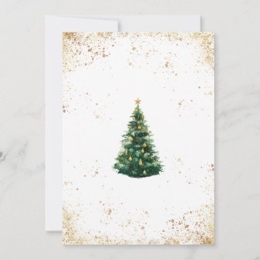 Elegant Watercolor Christmas Tree 招待状 (裏面)