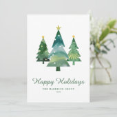 Elegant Watercolor Christmas Tree Business Logo シーズンカード (スタンド正面)
