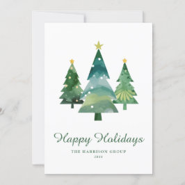 Elegant Watercolor Christmas Tree Business Logo シーズンカード