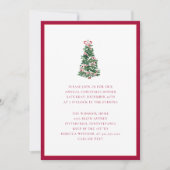 Elegant Watercolor Christmas Tree Holiday Party  招待状 (正面)