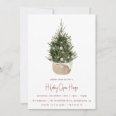 Elegant Watercolor Christmas Tree Holiday Party 招待状 (正面)