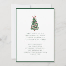 Elegant Watercolor Christmas Tree Holiday Party 招待状