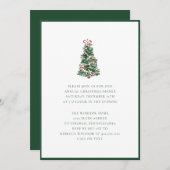 Elegant Watercolor Christmas Tree Holiday Party 招待状 (正面/裏面)