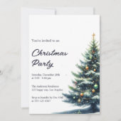 Elegant Watercolor Christmas Tree Holiday Party    招待状 (正面)