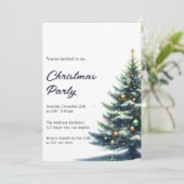 Elegant Watercolor Christmas Tree Holiday Party    招待状 (スタンド正面)