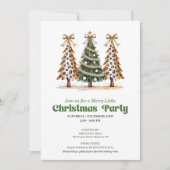 Elegant watercolor Christmas tree leopard invite 招待状 (正面)