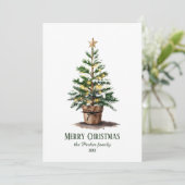 Elegant Watercolor Christmas Tree Non-Photo サンキューカード (スタンド正面)